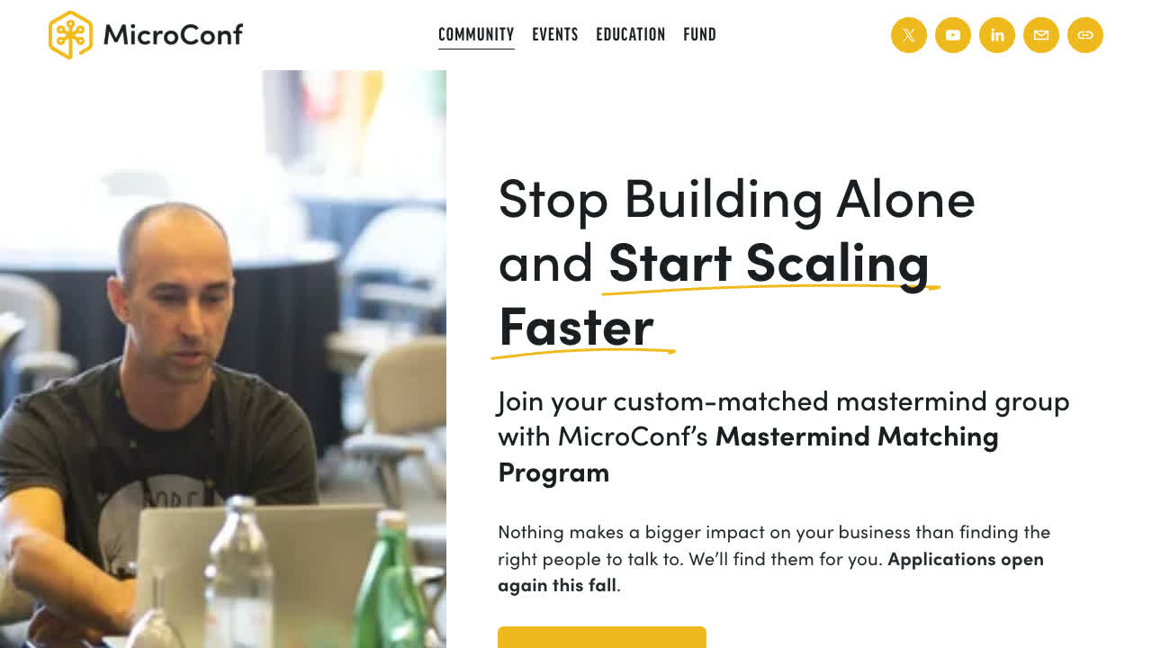 MicroConf Masterminds website screenshot