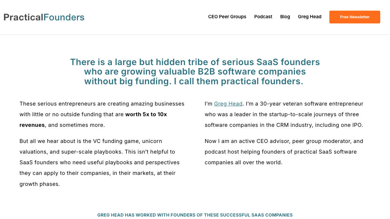 Practical Founders website screenshot